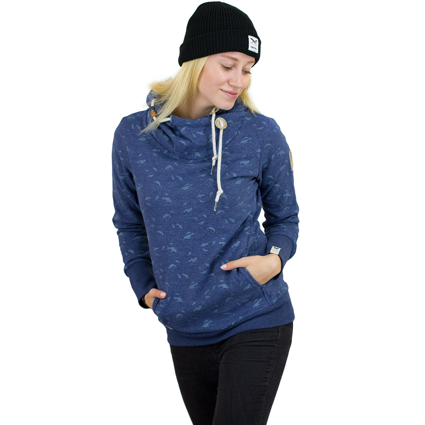 Ragwear Damen-Hoody Beat Print Organic indigo - hier bestellen!