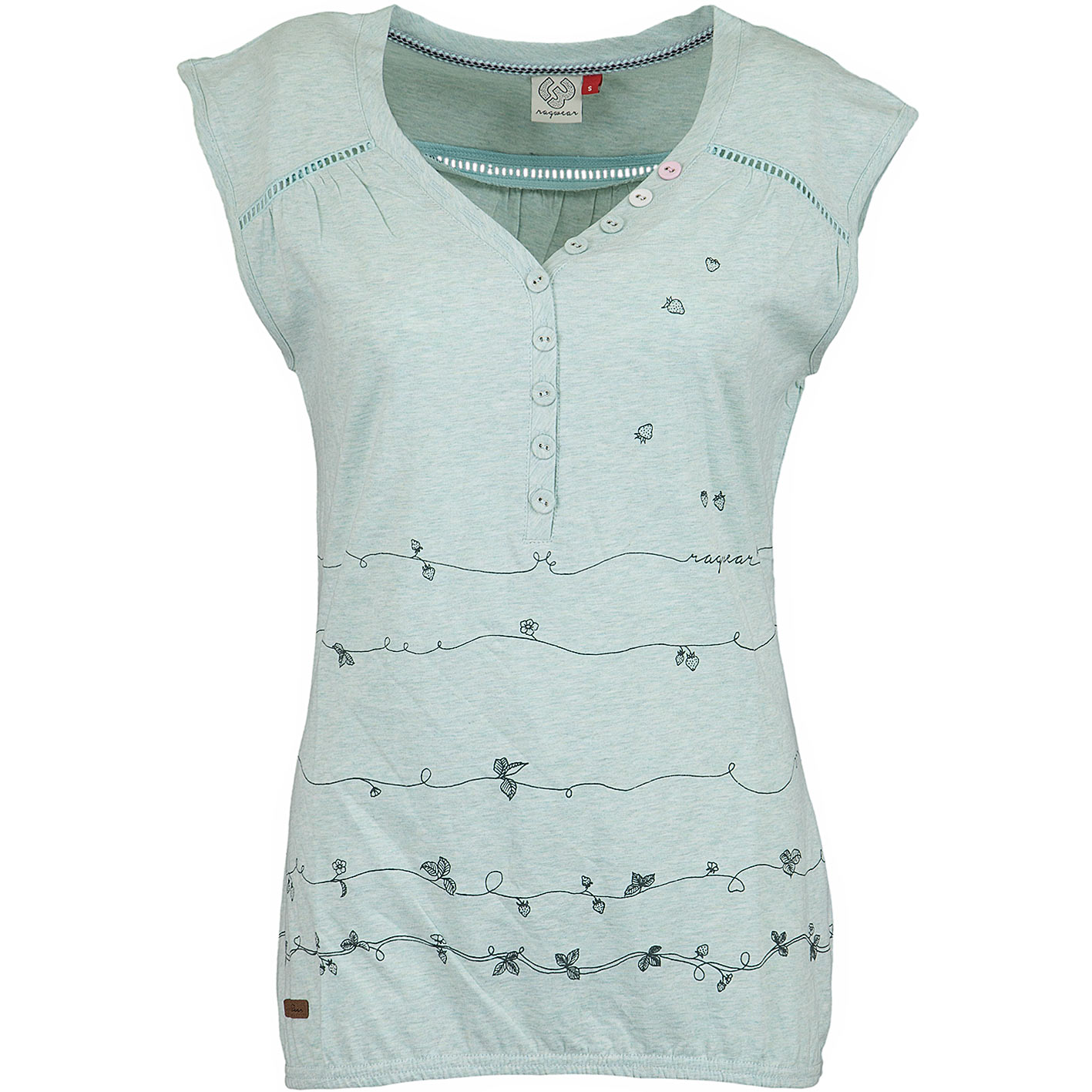 Ragwear Salty A Top Donna: Scollo A Y Con Bottoni, Stampa Total E Orlo Elastico