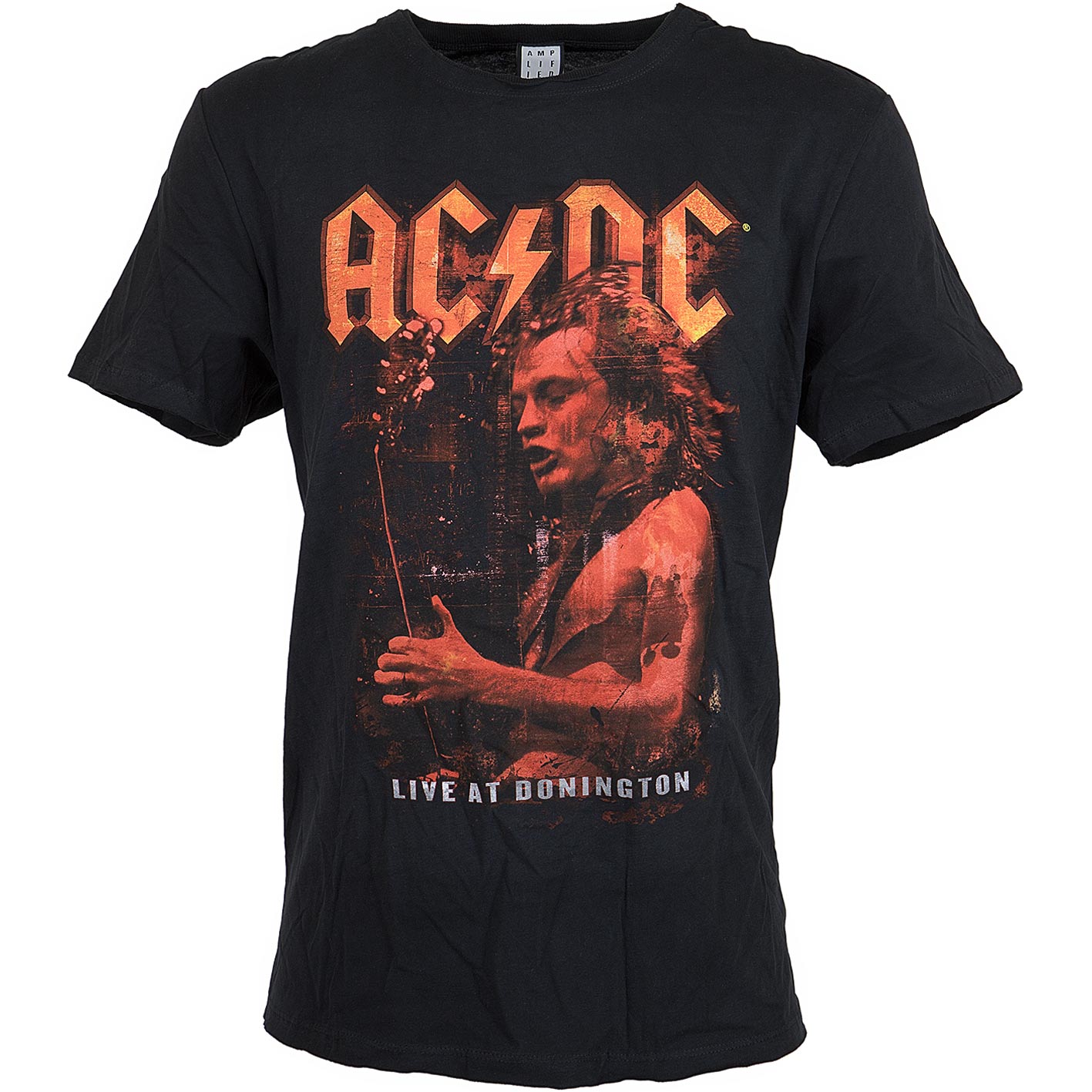 Amplified Heren ACDC Logo Regular Fit T-shirt met korte mouwen, Grijs (houtskool), S