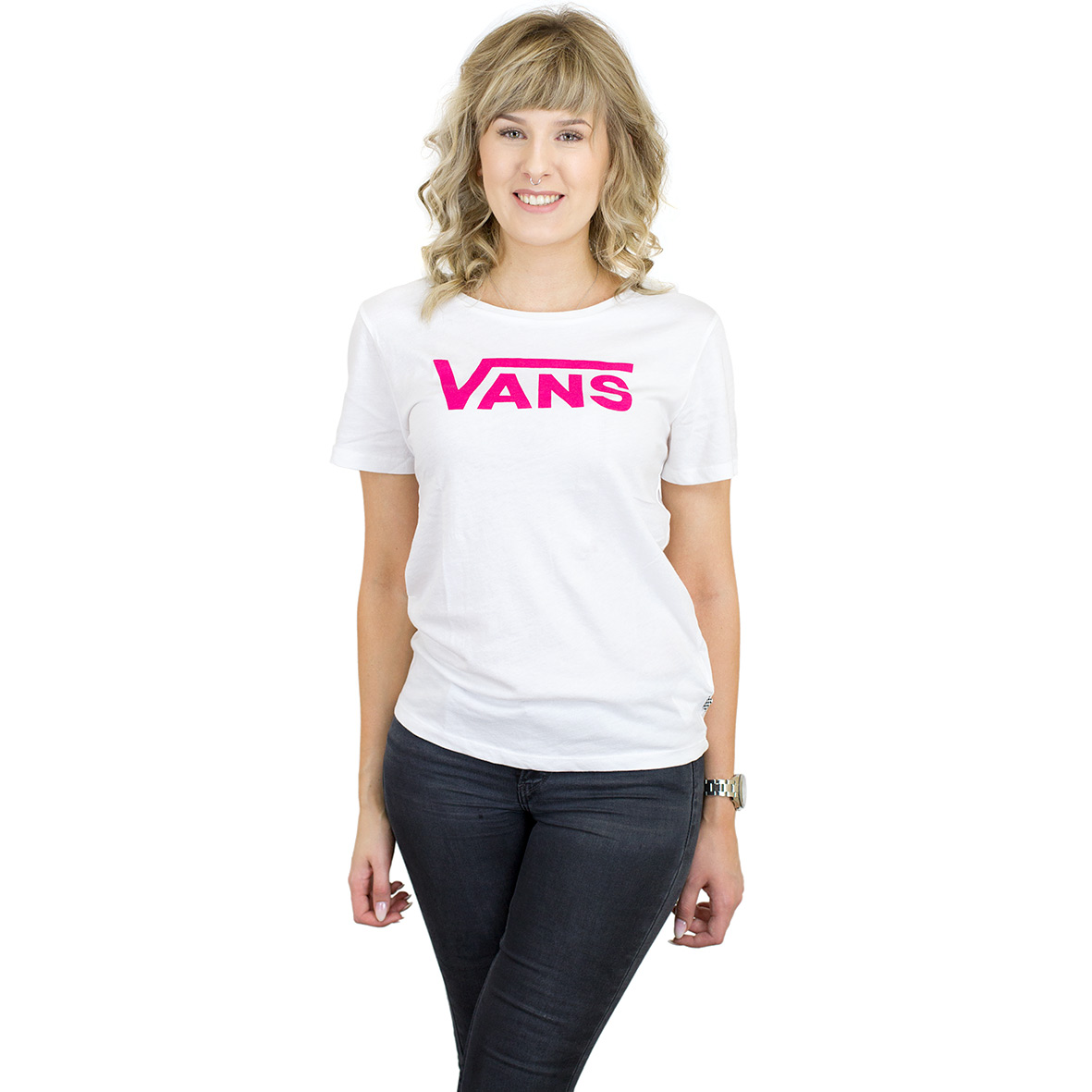 Schildknaap apotheek Kindercentrum ☆ Vans Damen T-Shirt Flying V weiß/pink - hier bestellen!
