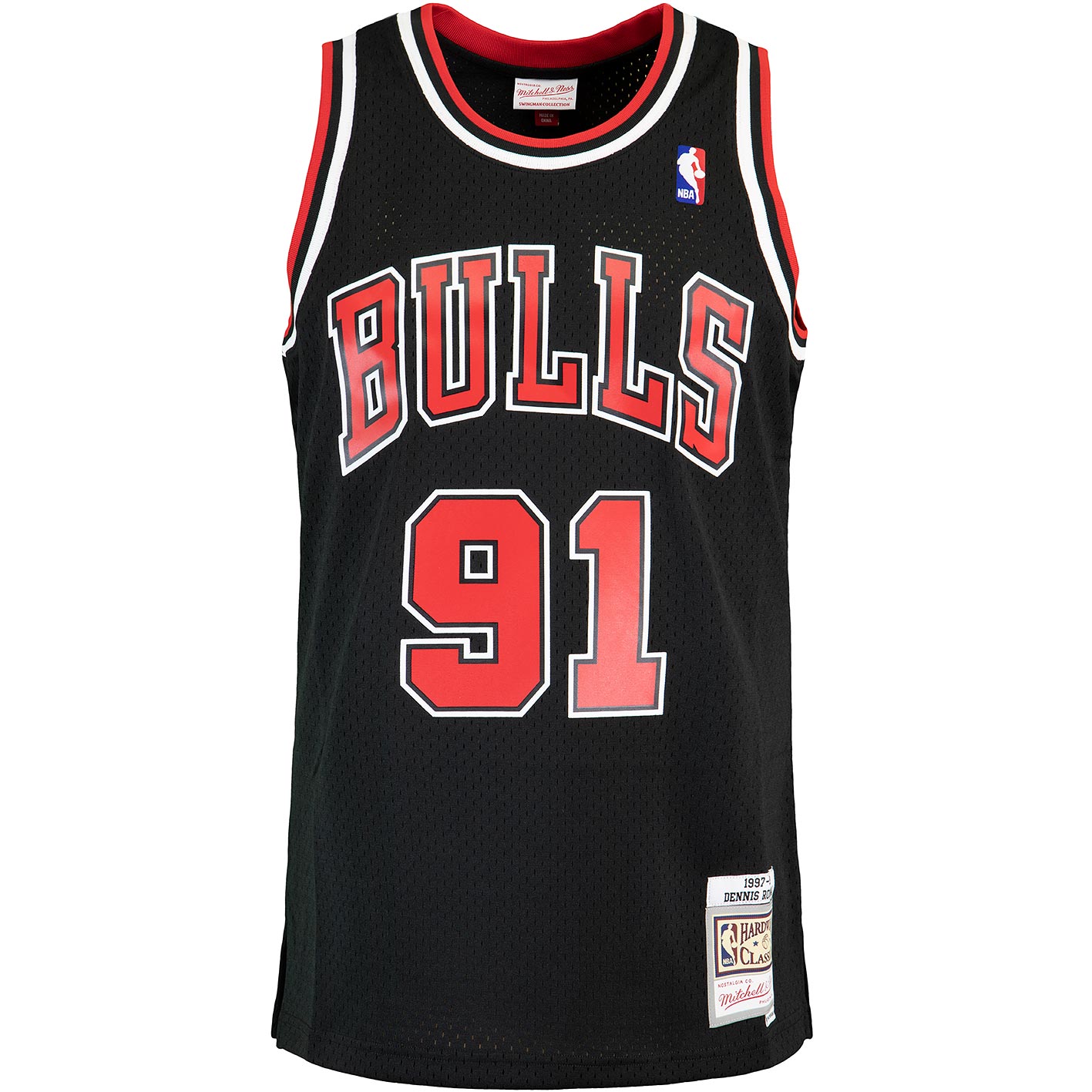 Retro 1998 Finals Dennis Rodman #91 Chicago Bulls Basketball Trikot Genäht Rot 