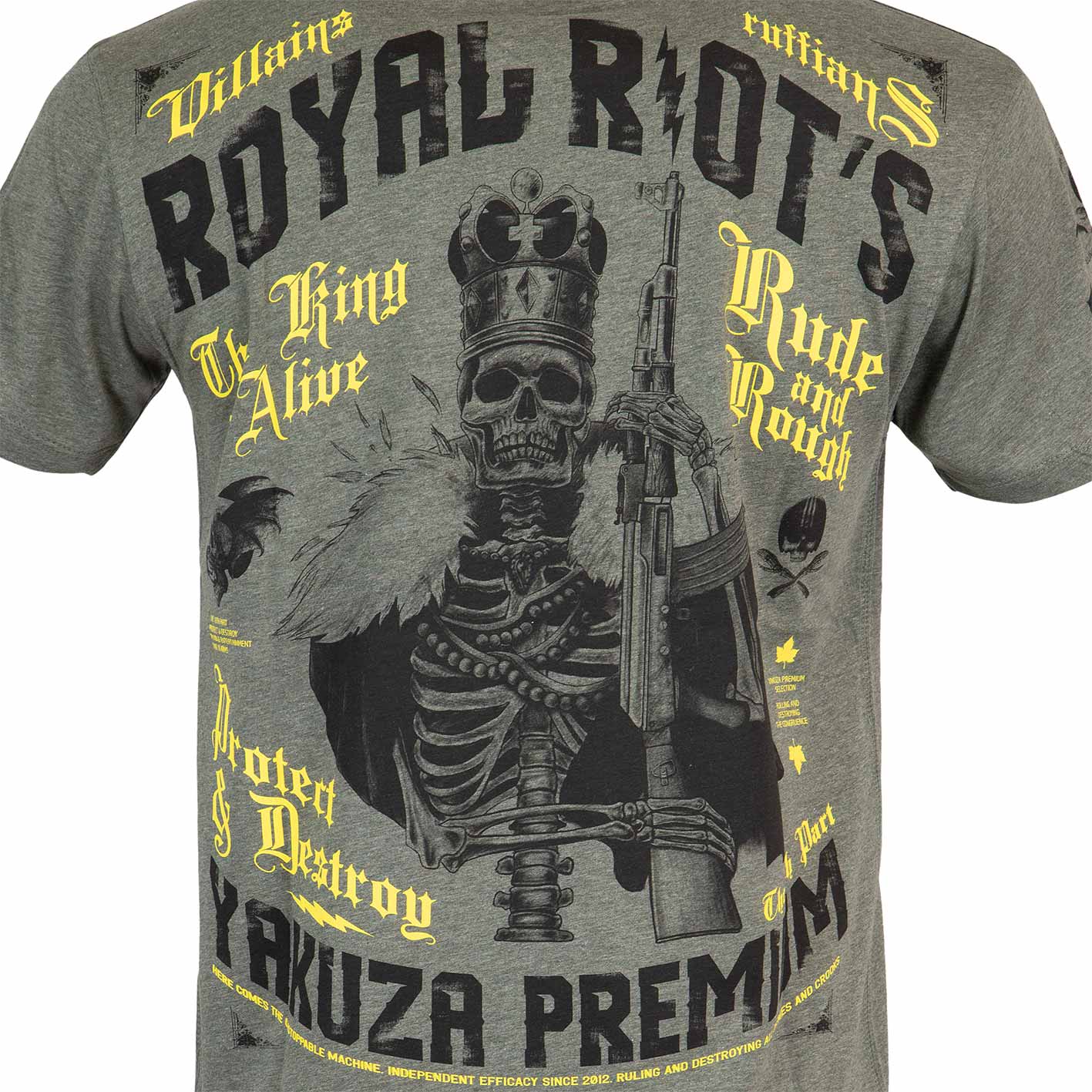 Yakuza Premium Herren T-Shirt 3900 - Olivgrau Mit Baseball Print